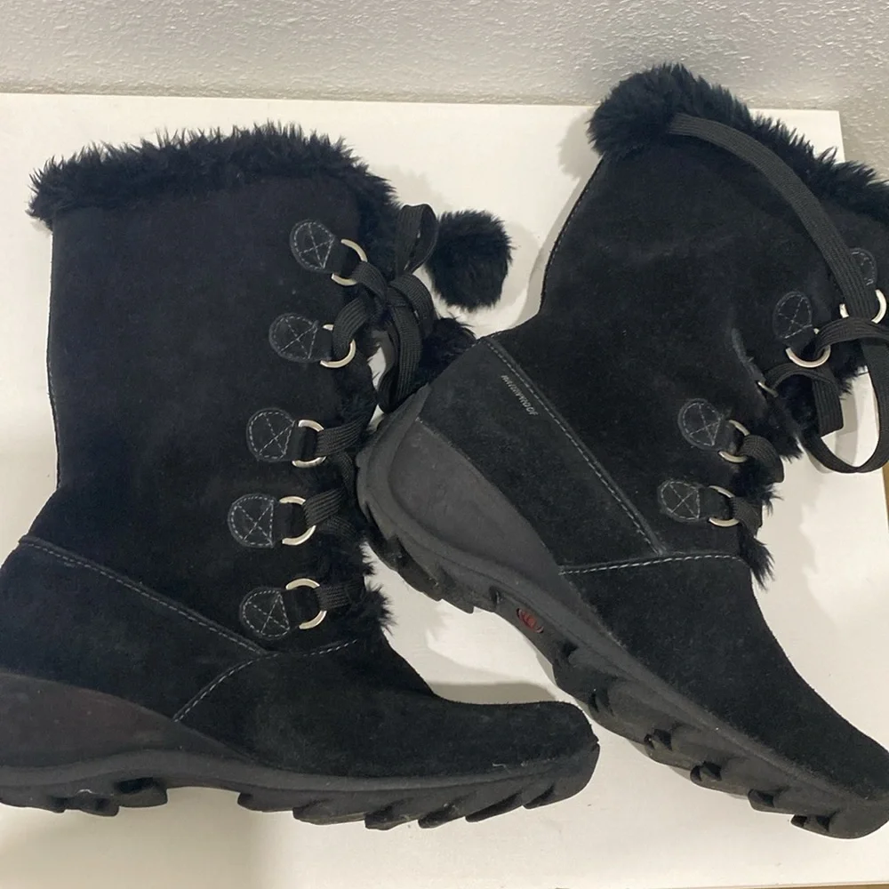 SPORTO WATERPROOF BLACK SUEDE FAUX FUR CUFF WINTER SNOW BOOTS~ Size 8.5 - Picture 16 of 16